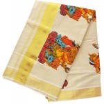 Devi Mural Design Tissue Kasavu Saree