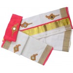 Kerala Tissue Settu Mundu Blouse Valkannadi Design