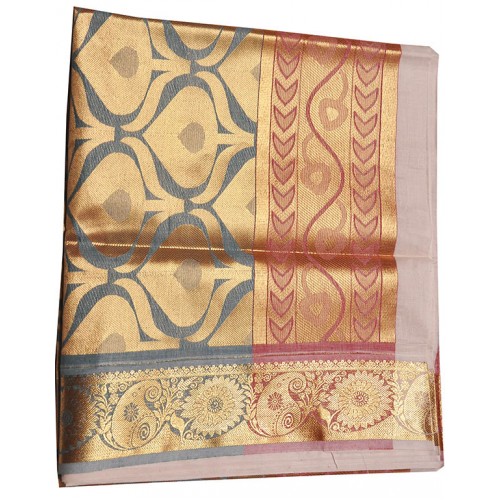 Kerala Traditional colour emboss kasavu saree