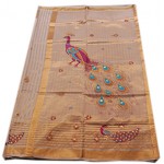 Kerala traditional Peacock emboss with colour fleet Saree