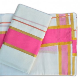 Kerala Traditional Rose Settu Mundu