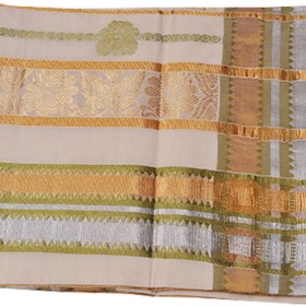 Kerala Kasavu and Silver Emboss Saree