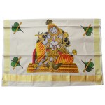 Epic Krishna Mural Kasavu Saree