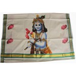 Krishna Mural Print Kasavu Saree