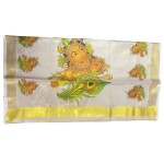 Krishna Mural Printed Kerala Tissue Saree