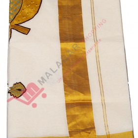 Kuthampully Aalila Kannan Patch Design Kasavu Saree