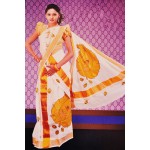 Kuthampully patch krishna embossing Kasavu Saree