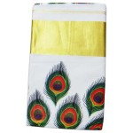 Kerala Mural Print Saree With Peacock Feather