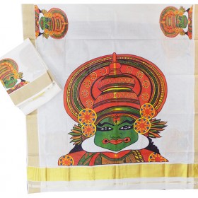 Kathakali Mural Kasavu Mundu