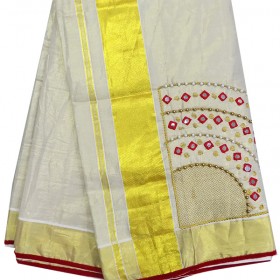 Mirror & Beats Tissue Kasavu Saree