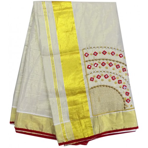 Mirror & Beats Tissue Kasavu Saree