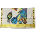 Musical Instruments Mural print Kasavu Saree