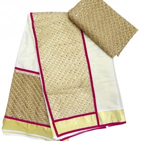 Party Wear Net Kasavu Saree