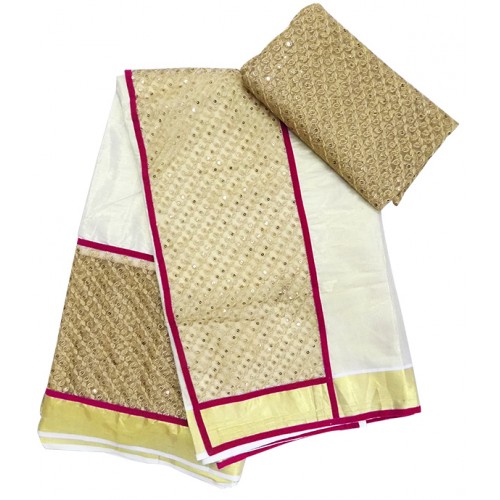 Party Wear Net Kasavu Saree