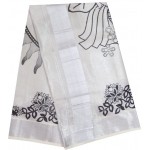 RadhaKrishna Print Silver Tissue Kerala Saree