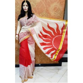 Rising Sun Hand Painted Kerala Saree