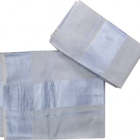 Onam Special Kerala Silver Tissue Settu Mundu
