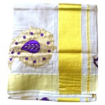 Womens Kerala Saree Full Tissue With Violet Mango Design