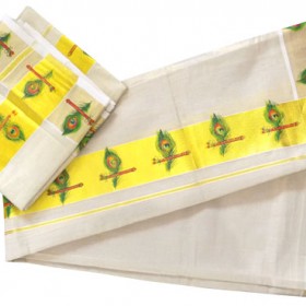 Kerala Tissue Settu Mundu Mural Mayilpeeli Border