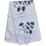 Tissue Silver Flower Paint Kasavu Saree