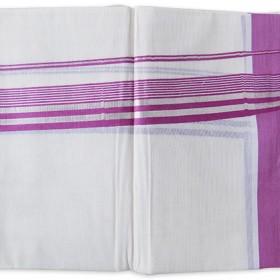 Traditional Kerala Rose With Silver Border Double Mundu