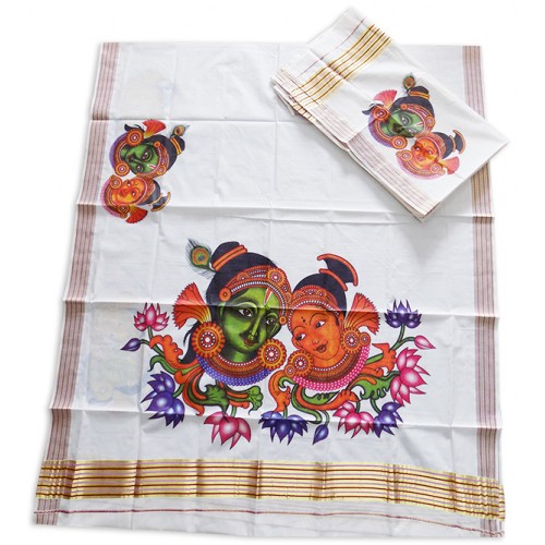 Kerala Trendy Mural Print Settu Mundu