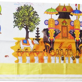 Kerala Utsav Mural Print Saree