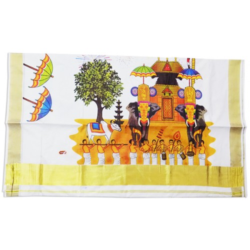 Kerala Utsav Mural Print Saree