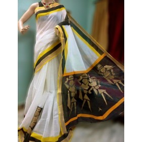 Vector Hand Painted Kerala Saree