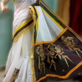 Vector Hand Painted Kerala Saree