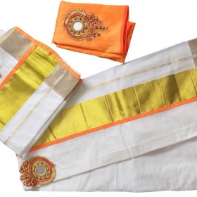 Onam Special Trendy Tissue Kasavu Settu Mundu Blouse