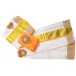 Onam Special Trendy Tissue Kasavu Settu Mundu Blouse