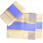 Women's Kerala Tissue Settu Kasavu Mundu With Multi Color